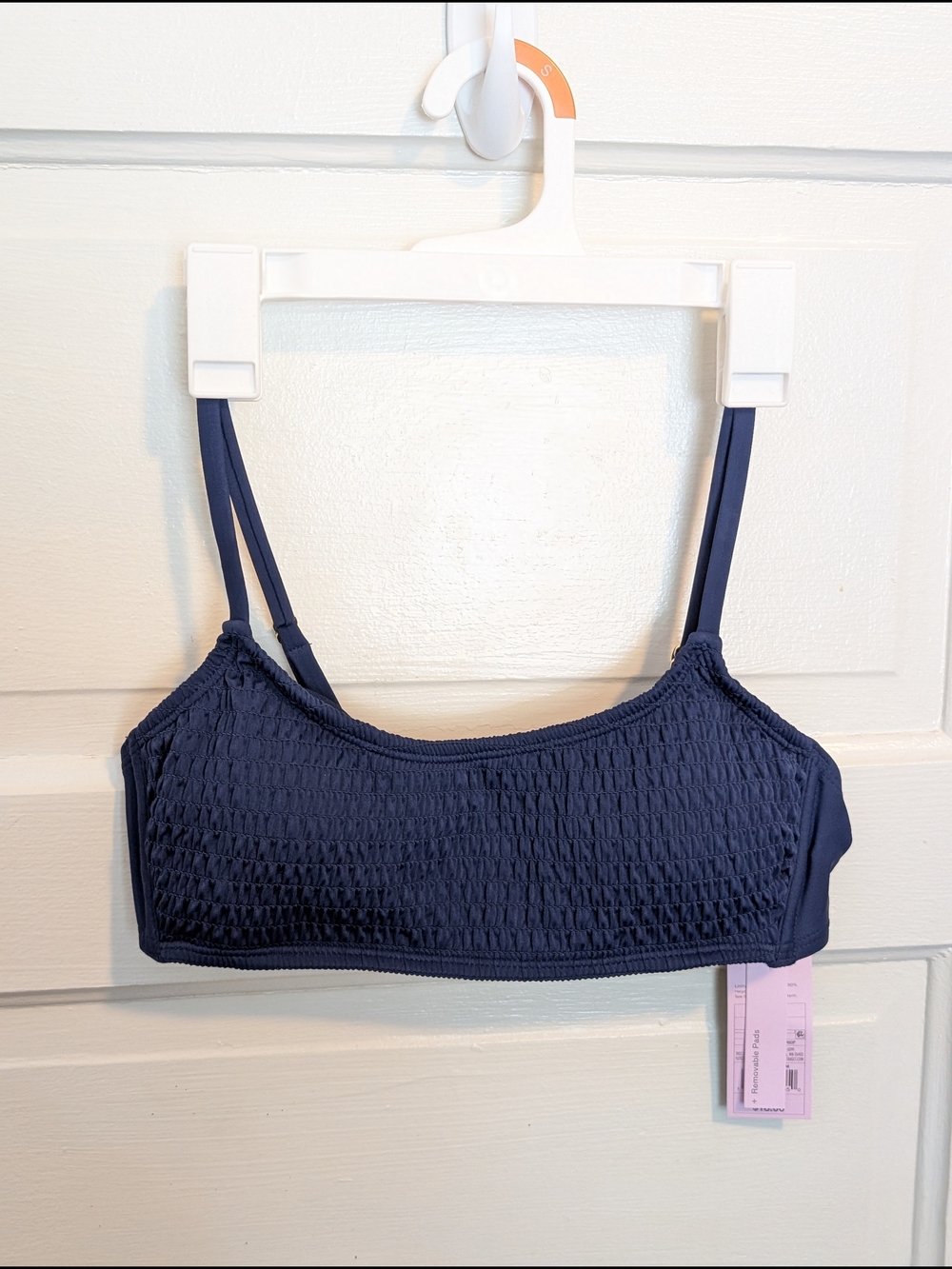 NWT Navy Smocked Bralette Bikini Swim Top Wild Fable